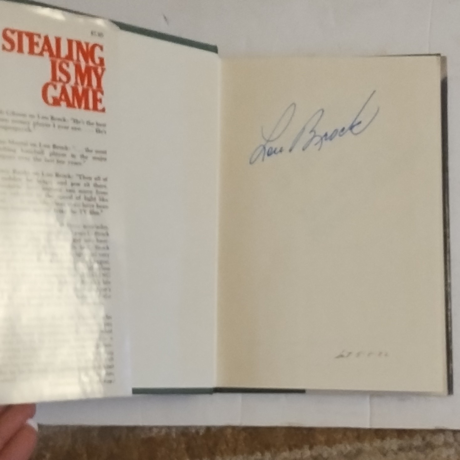 Lou Brock & Franz Schulze Stealing Is My Game Hardcover 1974 Illus Signed