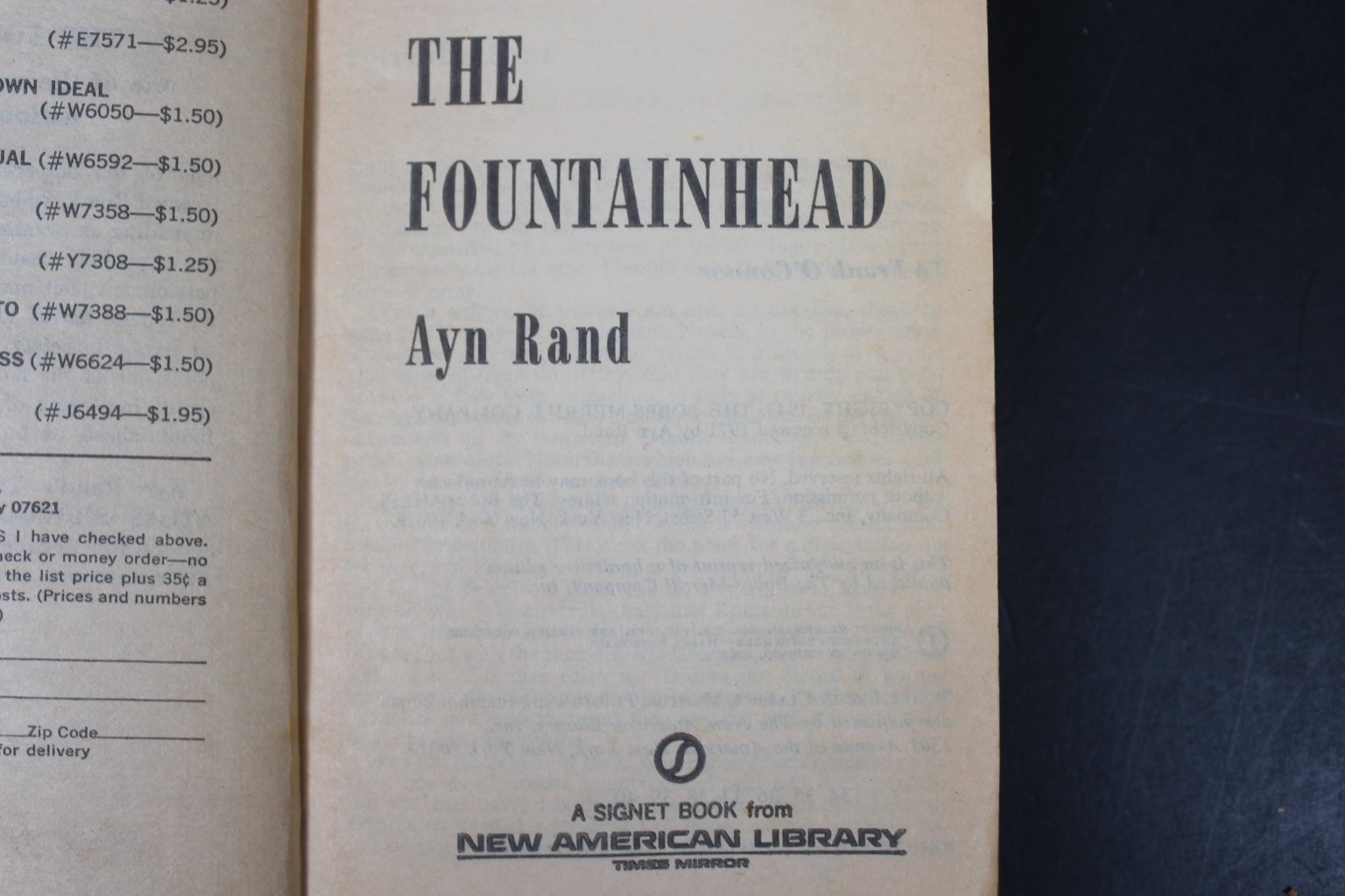 The Fountainhead Ayn Rand 1971 Paperback Novel Objectivism Signet