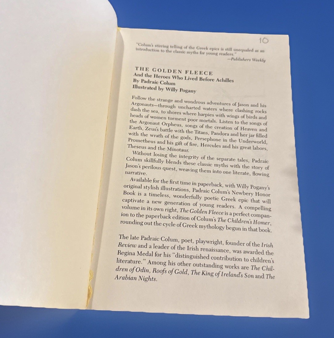 The Golden Fleece : And the Heroes Who Lived Before Achilles – Padraic Colum