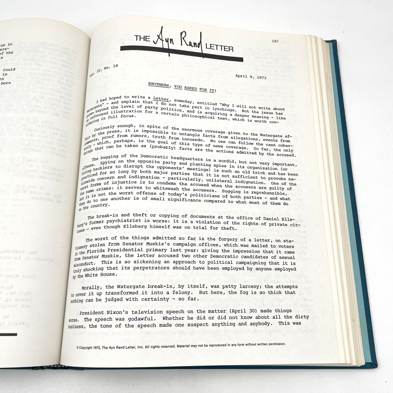 The Ayn Rand Letter Volumes I-IV 1971-1976 1st Print 1979 (+ Extras)